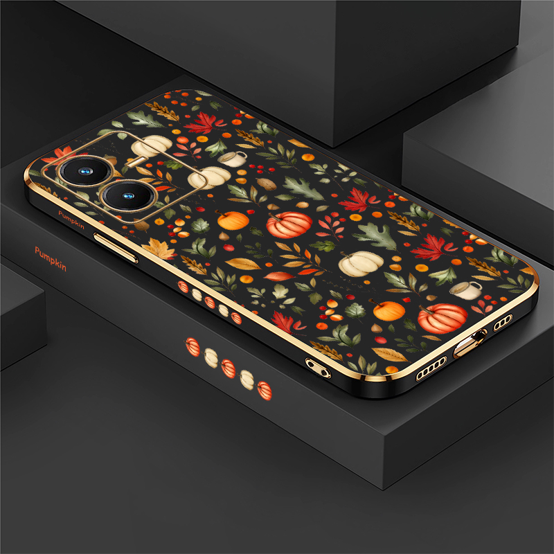 Vivo V40 - Coque motif feuilles d'automne et citrouille