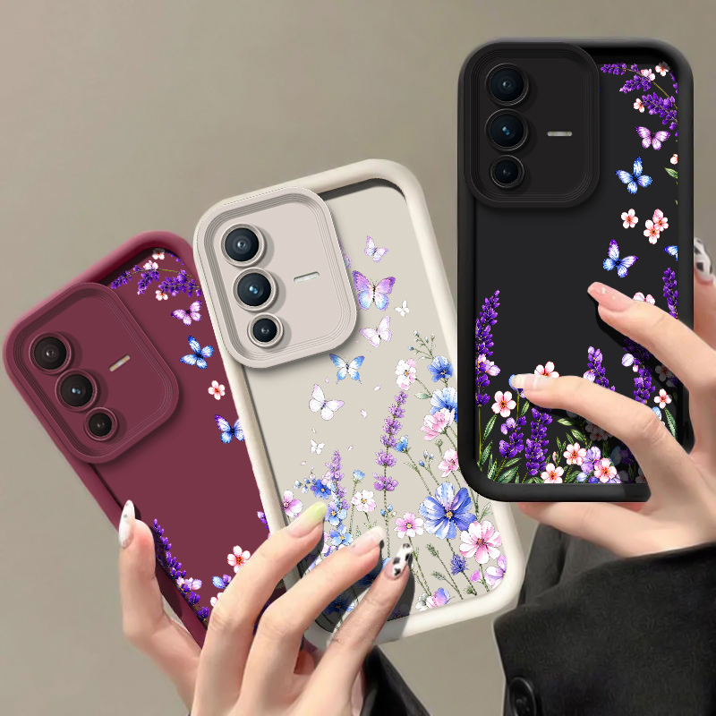 Vivo V40 - Coque de téléphone à motif papillon